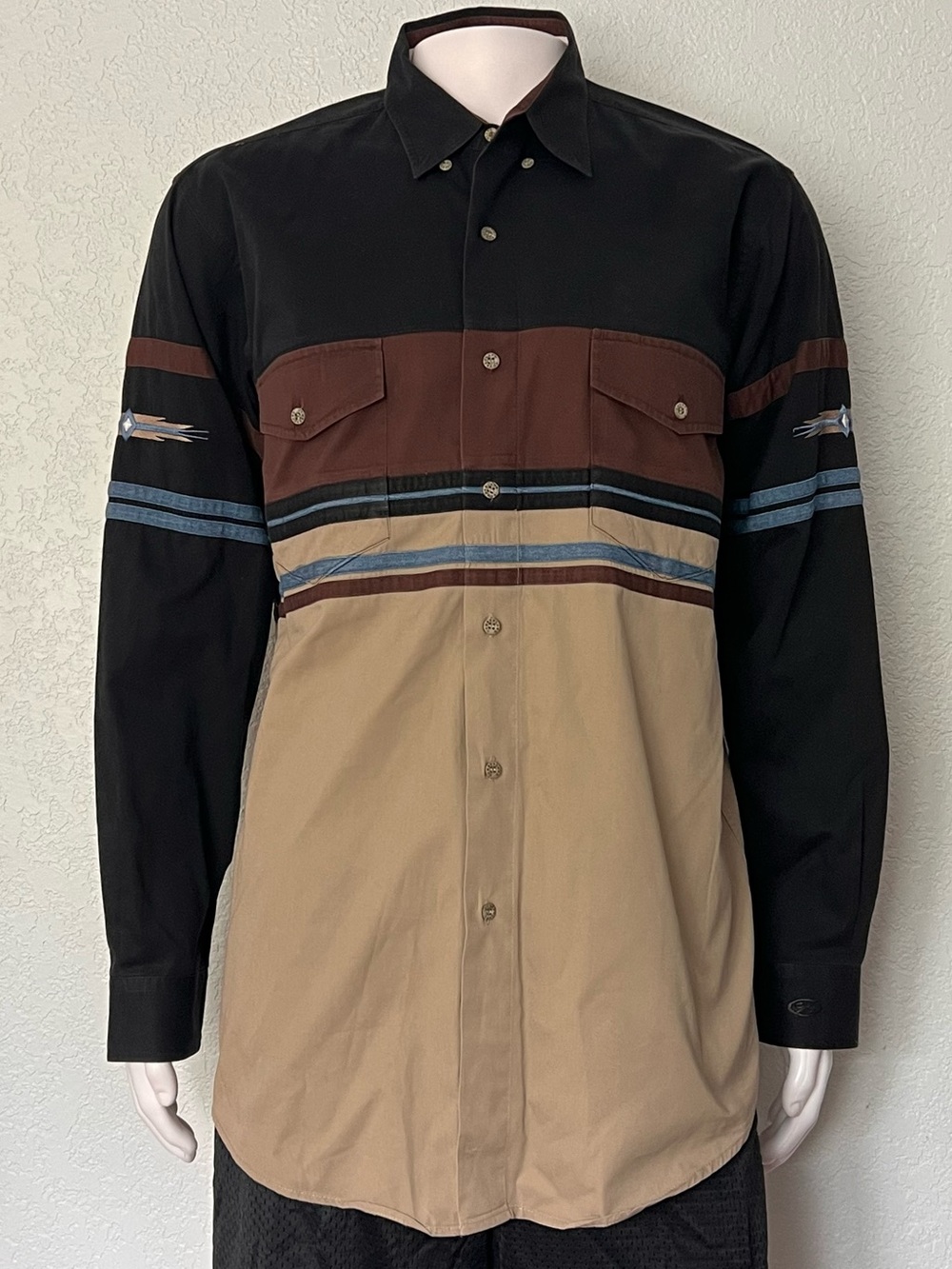 Cumberland Outfitters Western Shirt Large Brushpopper Style Color Block Rodeo